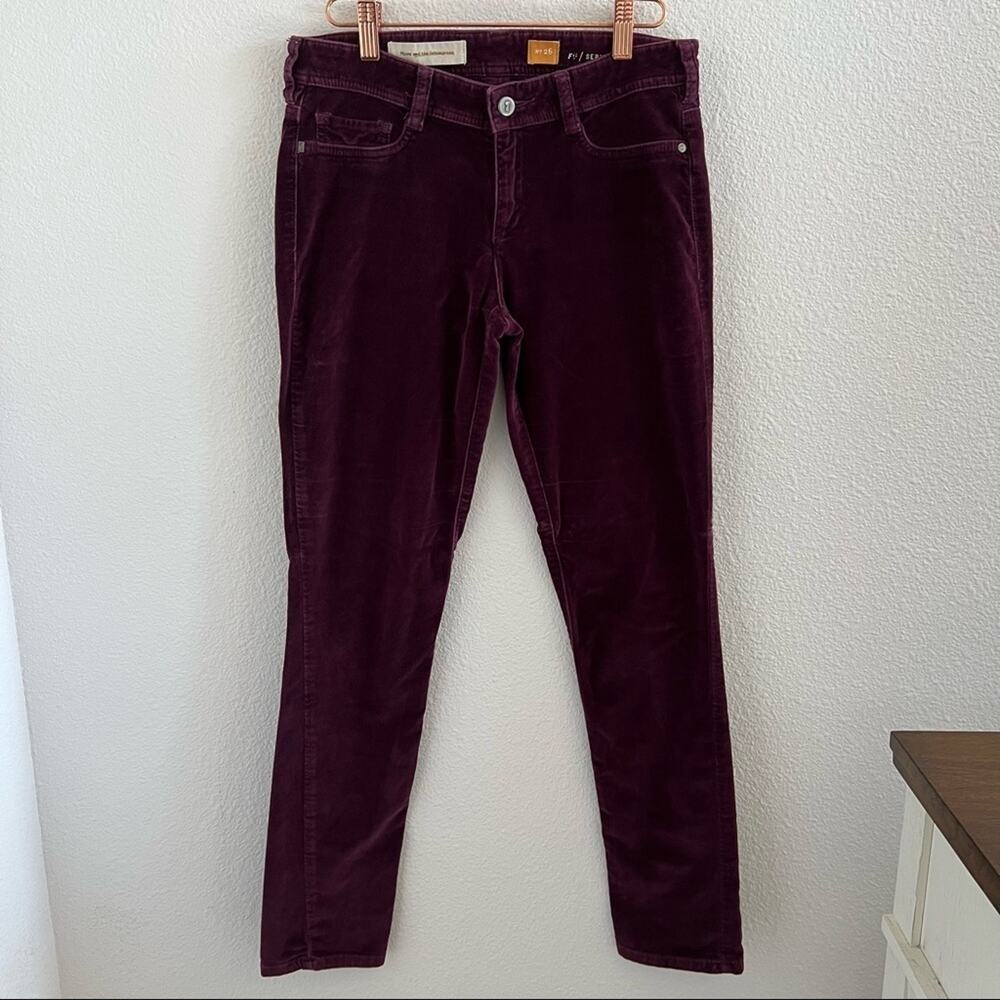 Pilcro and the Letterpress Anthro Serif Velvet Maroon Pants 26
